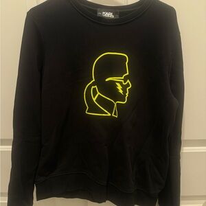 Karl Lagerfeld Black Crewneck with Neon Yellow Design